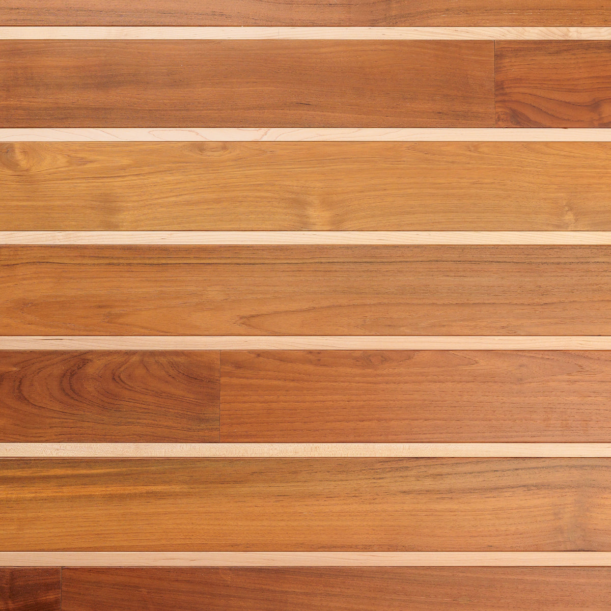 Golden-brown wood floorboards separated by narrow pale strips