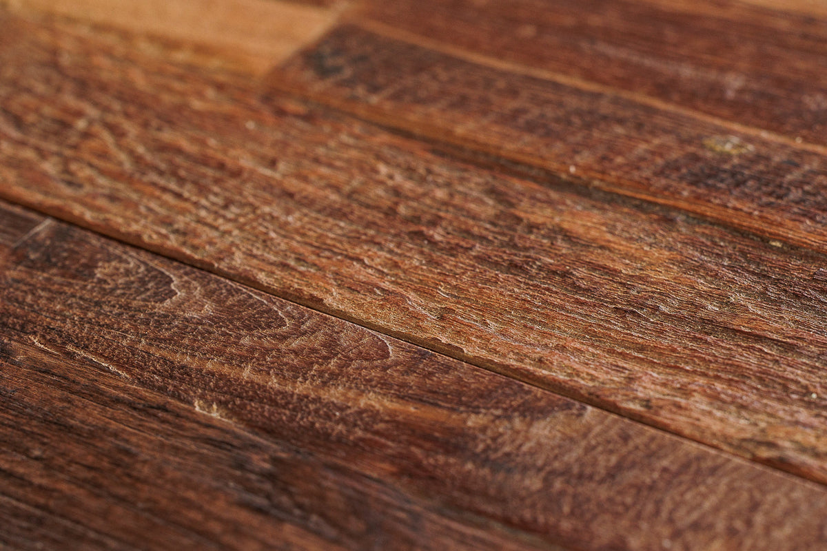 Close-up of textured brown floorboards
